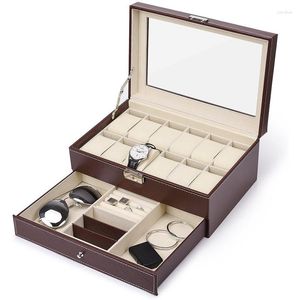 Cajas de almacenamiento de cuero PU de alta gama, caja de gafas de sol con logotipo personalizado, organizador de gafas al por mayor, caja de reloj azul de viaje