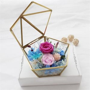 Boîtes de rangement LUDA verre bague de mariage boîte à bijoux cas immortel fleur couverture créative décoration de la maison