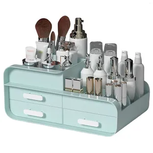 Boîtes de rangement Organisateur de maquillage pour la vanité de grande capacité Cosmetics Holder Brushes Lipstick Nail Lotions