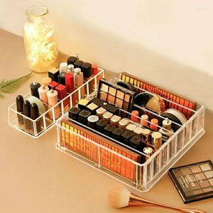 Boîtes de rangement organisateur de maquillage Transparent acrylique rouge à lèvres ombre à paupières support de présentoir cosmétique conteneur de maquillage de bureau