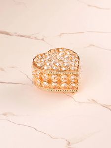 Boîtes de rangement Un or cristal bijoux organisateur boîte boucle d'oreille anneau boîte de rangement couvercle rouge à lèvres bijoux présentoir organisateur support 231208