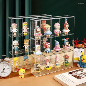 Boîtes de rangement Boîte à jouets Anime Figure Rack Rack à poussière Plastique transparent Plastique Single Display Cabinet Organisateur de poupées pour l'enfant et l'ami