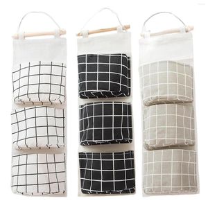 Boîtes de rangement Pochettes suspendues fixées au mur étanches avec 3 poches pour armoire de chambre à coucher