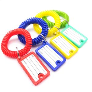 Bracelet de rangement porte-clés en plastique extensible spirale poignet bobine porte-clés bracelet piscine hôtel numéro carte étiquette main anneau porte-clés porte-clés