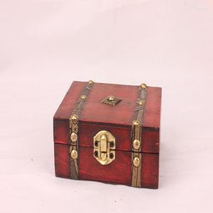 Cajones de almacenamiento 1 unids Chic Pirata de madera Caja de joyería Titular de la caja Cofre del tesoro vintage para organizador Jewe Drop