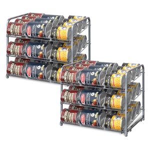 Soportes de almacenamiento Racks 2 Pack 3 Tier Apilable Can Rack Organizador Soda Cola Holder Plata Cocina Estantes Baño 230307