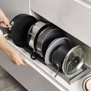 Supports de stockage Racks Accessoires de cuisine Pot Pan Organizer Pour Cabinet Holder Pans s Lid 230410