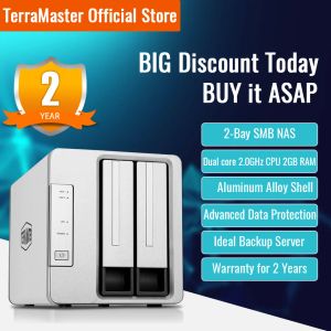 Storage Terramaster F2221 NAS 2BAY Cloud Storage Intel Dual Core 2.0 GHz Plex Media Server Network Storage (Diskless)