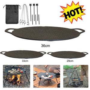 Stoves 30 33 36CM Grilling Pan Non stick BBQ Baking Tray with Adjustable Support Chain Portable for Outdoor Camping Kitchen Bakewa 231202