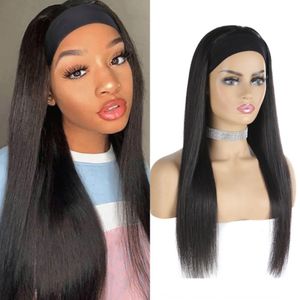 Straight Human Hair Wigs Malaysian None Lace Machine Made Virgin Wig with Headbands 10-24 inch