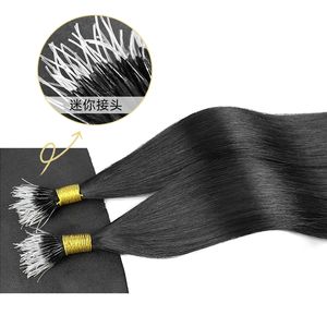 Straight Nano Ring Extensión de cabello humano 100pcs Extensiones de cabello humano brasileño Remy Microlink Capsule Keratina Bonded Fusion Hair ALI MAGIC Factory Outlet