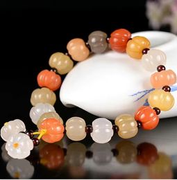 Bracelets de citrouille en pierre semi-précieuse naturelle, brin 1, perles de couleurs mélangées de 12mm, vente en gros, artisanat, accessoires de charme, cadeaux