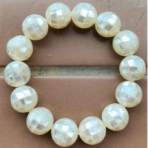 Fil 10 mm ; 12mm 14mm nacre blanche coquille ronde Art femmes hommes perles Bracelet FG9343