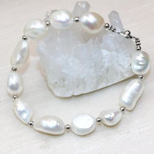 Brin 12-14mm naturel irrégulier blanc perle perles bracelets pour femme haute qualité fermoir mode élégant bijoux 7.5 pouces B3000