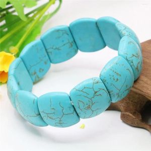 Brin 18-22 mm de dinde bleue turquoises bracelet en pierre rectangle perles de femmes cadeaux de fille élastique bijoux de mode de mode