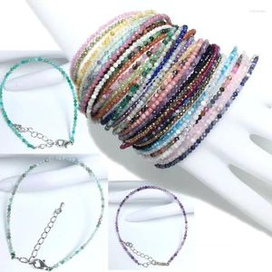 Bracelet en perles à facettes pour femmes, 31 couleurs, 2mm, petites perles à facettes, Quartz rose naturel, Lapis Lazuli bleu, bijoux en perles