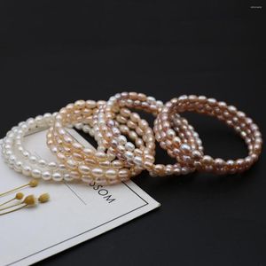 Strand 4-5mm perlas naturales pulsera encantos agua dulce para mujeres joyería regalo longitud 18cm