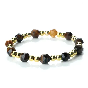 Bracelet de perles en pierre naturelle pour femmes, brin de 8mm, Surface coupée, Agate, œil de tigre, jaspe, perles élastiques, bijoux faits à la main