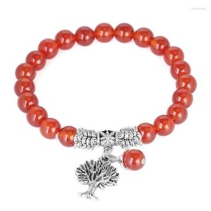 Brin 8mm naturel rouge Onyx pierre gemme perles Bracelets arbre de vie rond Mala chapelet guérison cristal cornaline bijoux