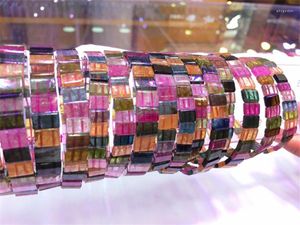 Strand 9 4 mm vera tormalina naturale quarzo cristallo perline rettangolari braccialetti con ciondoli elasticizzati per donna