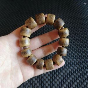 Bracelet en bois d'aigle, perles en baril, matériaux anciens