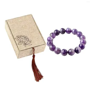 Pulsera con cuentas de hilo, brazalete de joyería, cadena de bolas decorativa de moda, Cristal púrpura para hombres, regalos de cumpleaños para parejas