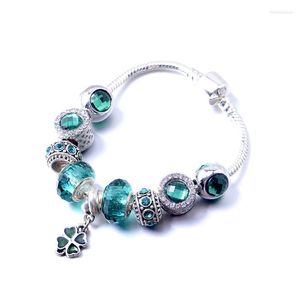 Brin perlé petit frais chanceux trèfle à quatre feuilles Bracelet femme bricolage grand trou perles de verre bijoux amoureux cadeau Souvenir