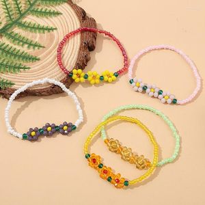 Hebras con cuentas Pulsera de margaritas bohemias para mujer Tobillera Flores Hechas a mano Cuentas de cristal coloridas Joyería de verano al por mayor a granel