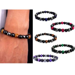 Brin Perlé Brins Couple Yoga Bracelets Hommes Femmes Obsidienne Naturelle Oeil De Tigre Pierre Bijoux Santé Pulse Magnétite Hommes Bracelet Perlé