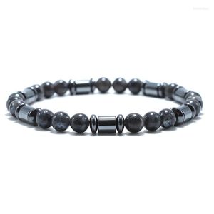 Strand Perlé Brins Bracelet De Mode Pour Hommes 6mm Naturel Hématite Carte Yeux De Tigre Braclet Mâle Braslet Cadeau De Noël Petit Ami Mari