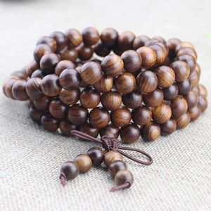 Bracelet en bois de poire noir avec perles de prière de 10mm, 108 bouddha masculin et féminin, Niche ludique littéraire comme le jaune