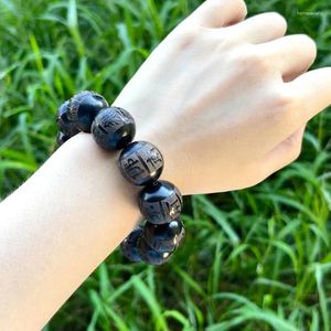 Pulsera de cuentas de Buda Amitabha de sándalo negro, decoraciones culturales y talladas en madera, personalidades masculinas y femeninas