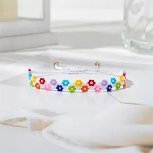 Strand Bluestar Coreano Rainbow Flower Patrón de flores Pulseras para mujeres Miyuki Bead Pulsera de boda Exquisito joyas impermeables