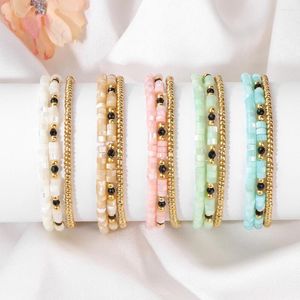 Strand Bohemia Natural Shell Bracelet Set para mujer 3 piezas joyería de moda Mother Of Pearl Stretch Bangles hombres