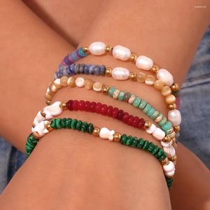 Bracelet bohème fait à la main en pierre naturelle pour femmes, chaîne en acier inoxydable, ne se décolore pas, bijoux délicats, cadeaux à la mode