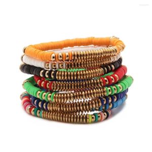 Strand Boho Fashion 5mm Polymer Clay Heishi Perles Bracelet Extensible Africain Femmes Fille Abacus Chaîne Élastique Surf Bijoux Cadeau