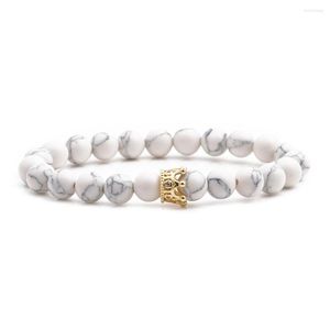 Pulsera de hilo hecha a mano, cuentas naturales, joyería de personalidad de piedra, accesorios femeninos de moda para mujer, Calavera elástica clásica