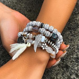 Strand Charm Multi Couches Bracelets Ensembles Pour Femmes 4 pièces Exotiques Perles De Verre Rondes Bracelets Bohème Femme Mode Bijoux Accessoires