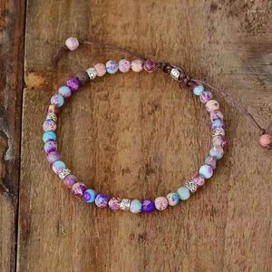 Strand coloré Natural Jasper Stone Bead Bracelet Femmes hommes Summer Beach Party Braclet Yoga Positive Energy Girls Real Bangles