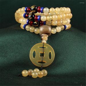 Strand Design Natural Tibetan Sheep Horn Beads Pulseras Budista 108 Mala Para Oración Mediación Mujeres Hombres Joyería Al Por Mayor