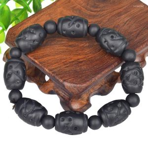 Strand Drop Carve Noir Pierre Aiguille Bracelets En Gros Balckstone Pour Hommes Et Femmes Bijoux De Mode