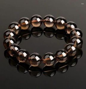 Bracelets en pierres énergétiques naturelles, perles rondes, bijoux en cristal couleur thé, amour
