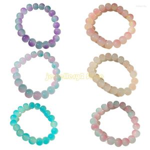 Strand Elastic Rope Glaze Beads Pulseras de la cadena de muñeca de moda Brazalete de cristal para la colección de joyas para mujeres C9GF