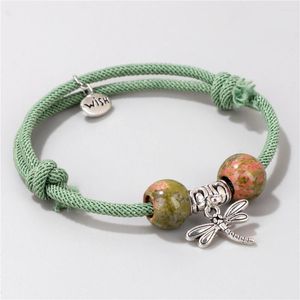 Bracelet à breloques en forme d'animal libellule pour femmes, pierre naturelle, œil de tigre, Quartz perlé, bijoux de Yoga, cadeaux pour hommes