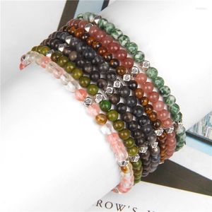 Moda de la cadena Pulseras de piedra natural Cuadrones de color plateado Peots Bangle Labrourite Pulsera para mujeres que curan joyas hechas a mano