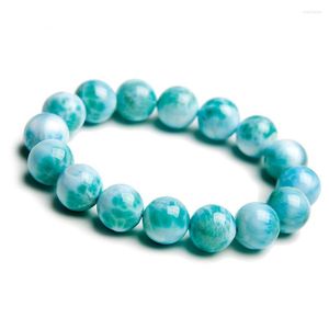 Strand Fashion Stretch Charm Bracelets para mujeres y hombres Genuine Blue Pectolite Larimar Round Bead Crystal Natural Stone Bracelet