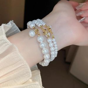 Bracelet en chaîne de perles pour femmes, brin français exquis, imitation de perles, léger, de luxe, Style élégant, bijoux pour petite amie