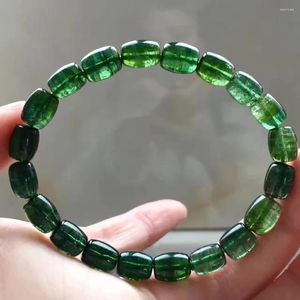 Brin véritable Tourmaline verte naturelle cristal clair baril perles femmes mode Bracelet 9x7mm