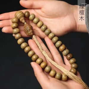 Cuentas de ábaco de sándalo verde para hombre y mujer, hilo de mano, adornos de Rosario, accesorios de joyería de Buda, venta al por mayor