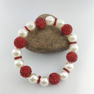 Bracelet élastique en perles blanches et rouges, fait à la main, de haute qualité, mignon, bijoux de sororité grecque